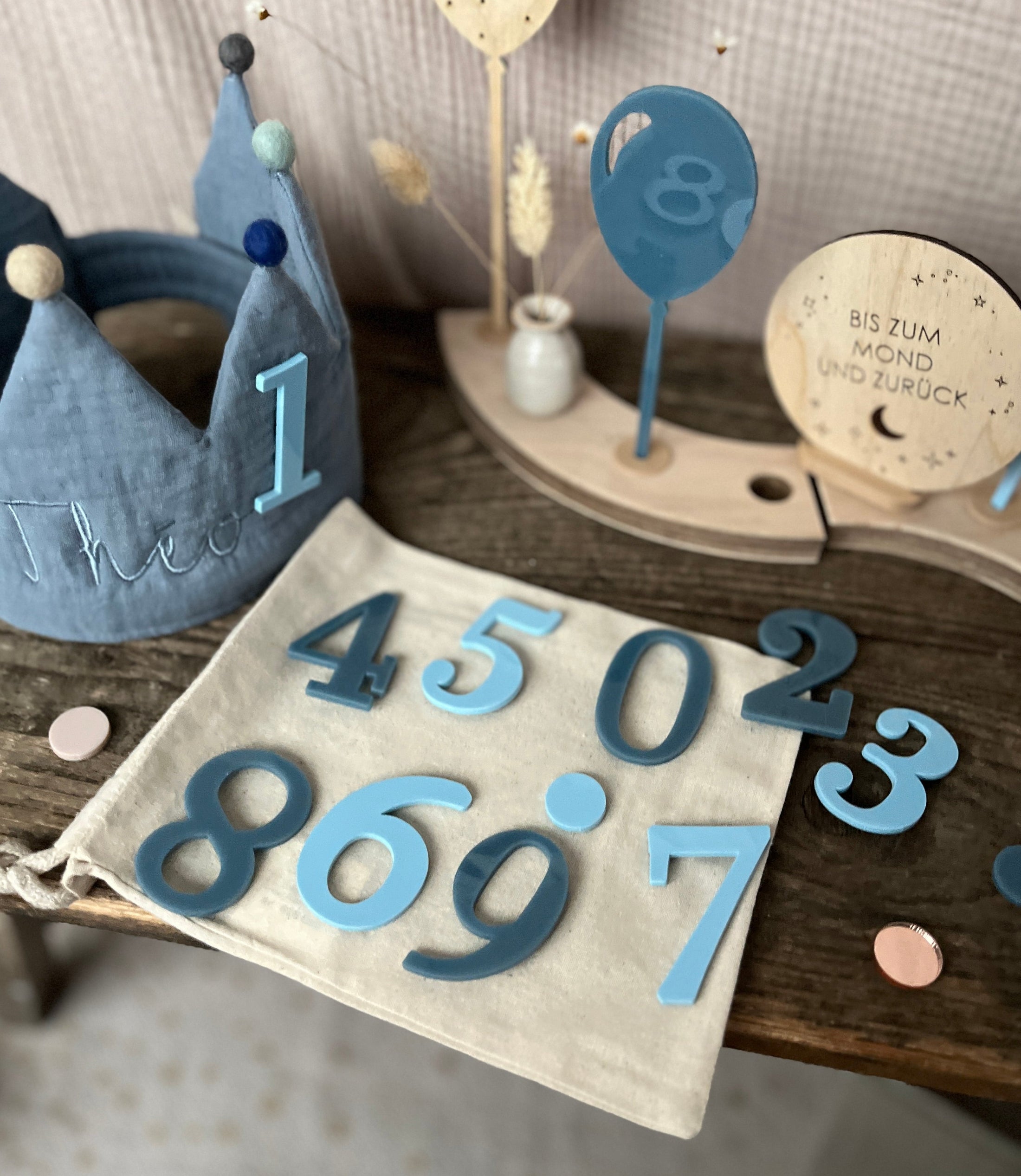 Zahlen Button mit Magnet bunt für Geburtstagskrone, Geburtstagsshirt, Geschenke usw.