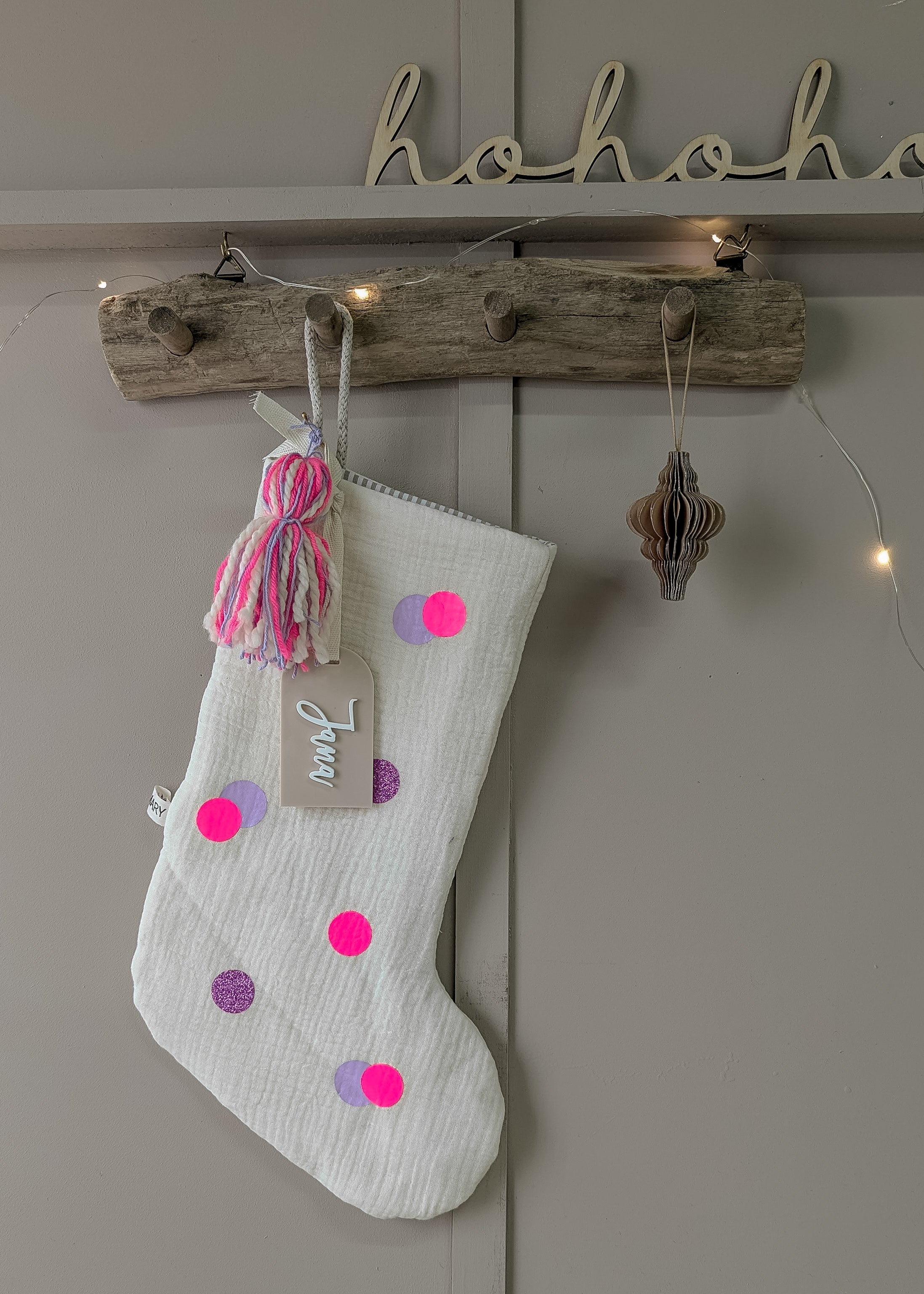 Bunte Nikolausstiefel Neon Punkte mit Name  | bunter Weihnachtsstrumpf | Weihnachtssocke |  ausgefallenes Nikolausgeschenk